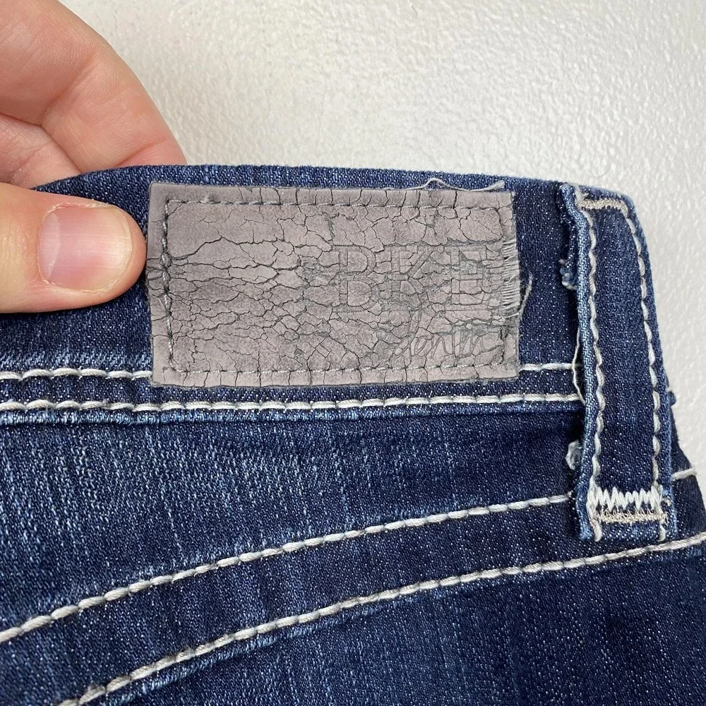 BKE Denim Harper Jeans Womens 30 Blue Dark‎ Wash Crop Contrast Stitch Stretch
